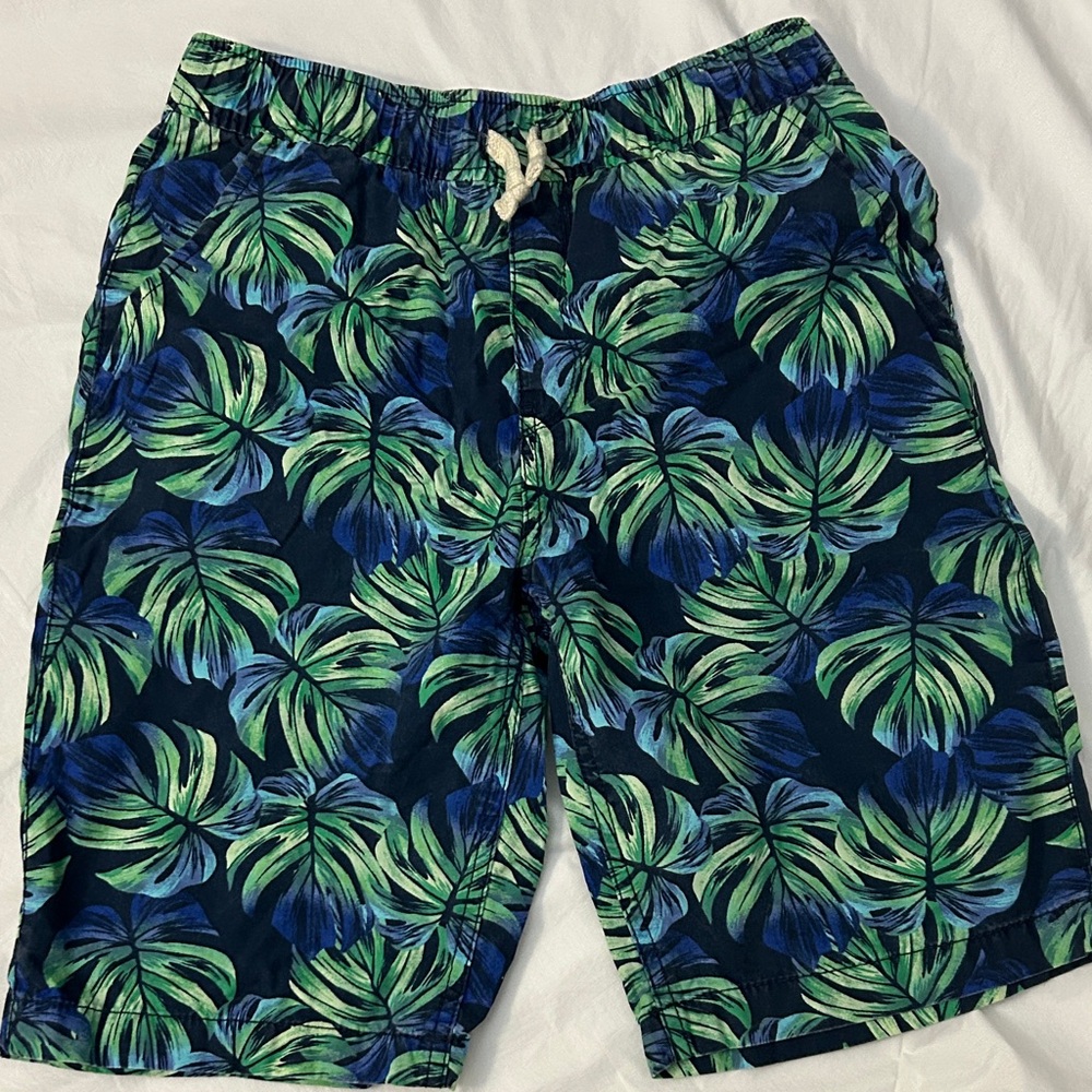 The Children's Place Men's Tropical Leaf Swim Shorts - Blue and Green